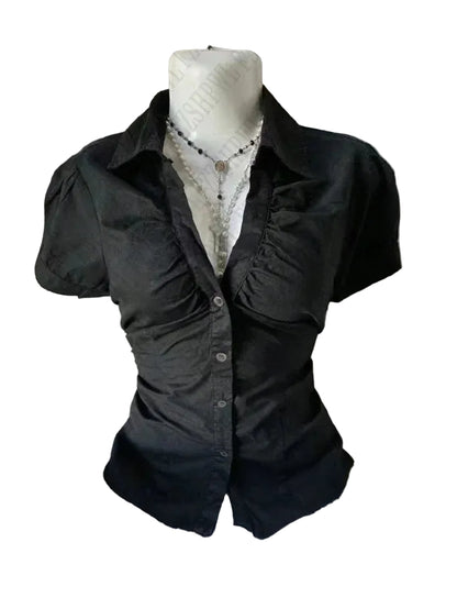 Velluxe Y2K Slim V-Neck Shirt