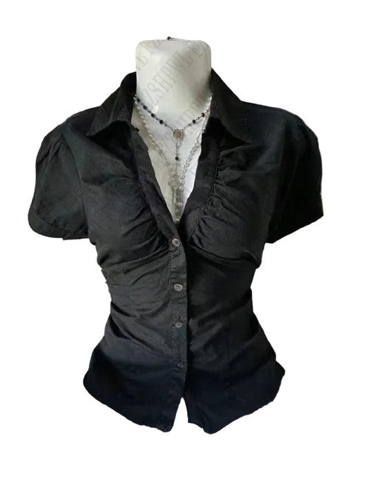 Velluxe Y2K Slim V-Neck Shirt