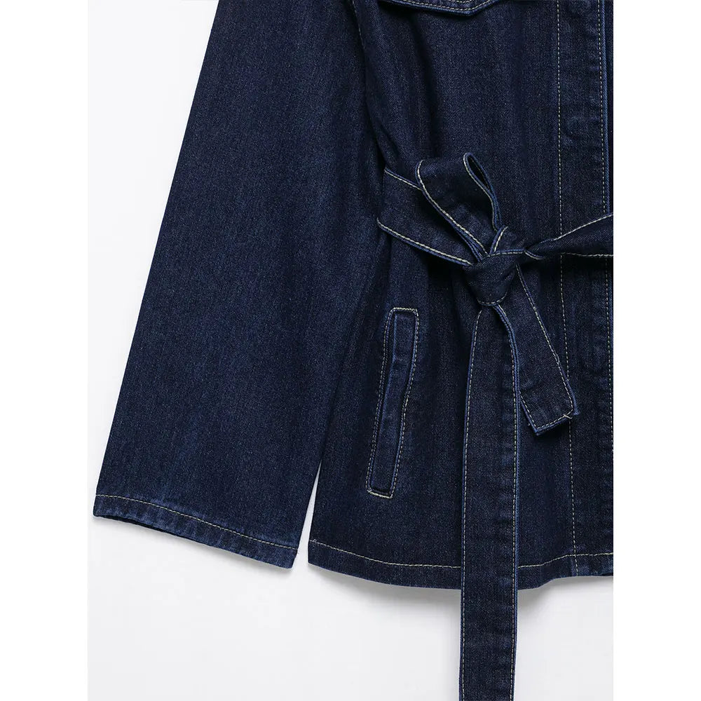 Velluxe Belted Denim Jacket & Wide Leg Jean Set