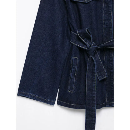 Velluxe Belted Denim Jacket & Wide Leg Jean Set