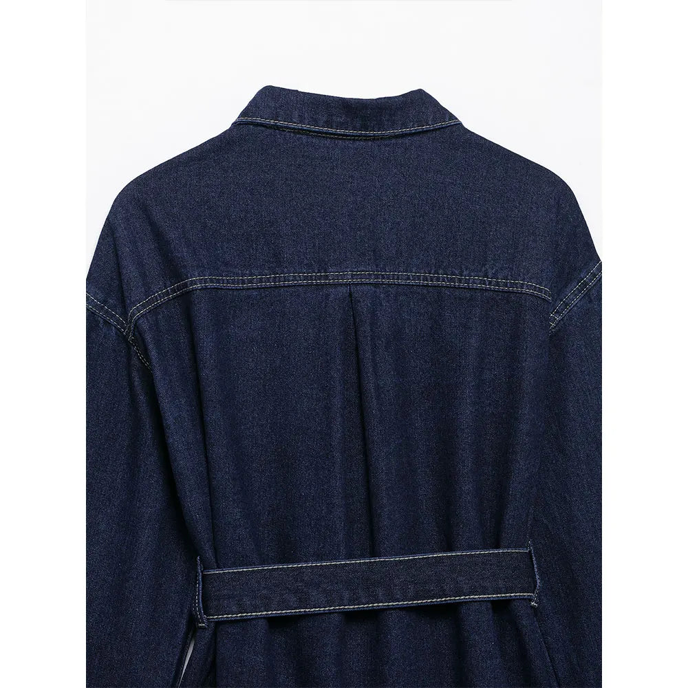 Velluxe Belted Denim Jacket & Wide Leg Jean Set