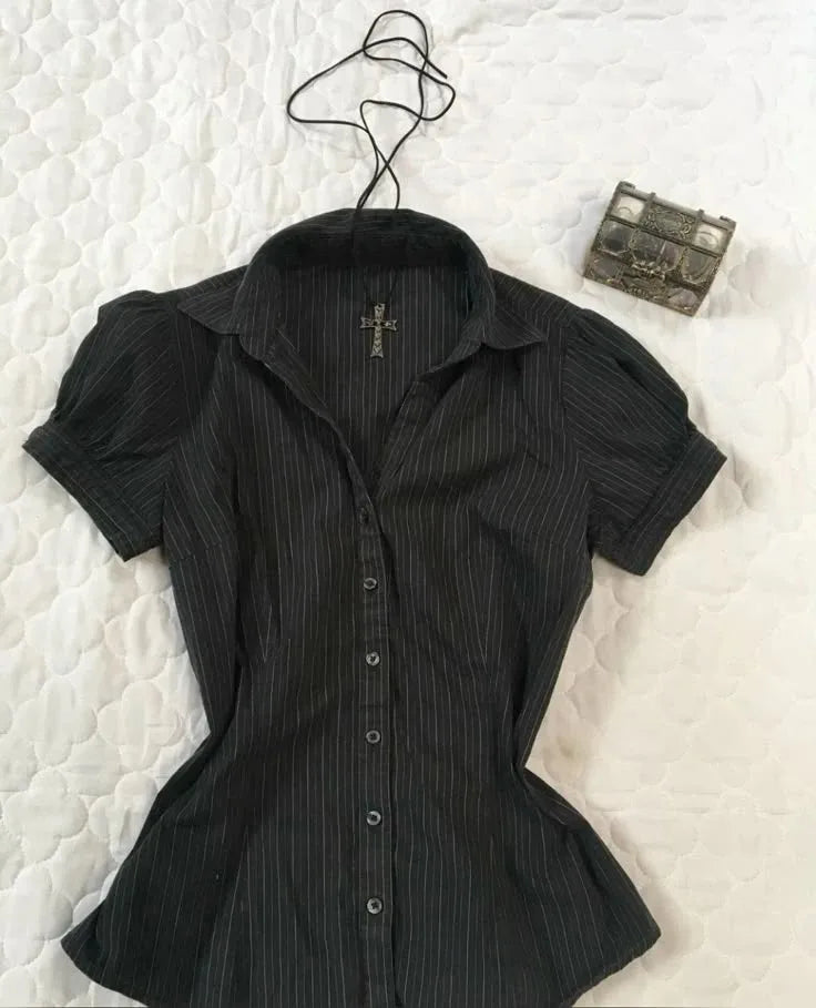 Velluxe Y2K Slim V-Neck Shirt