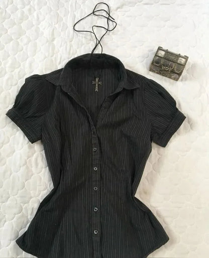 Velluxe Y2K Slim V-Neck Shirt