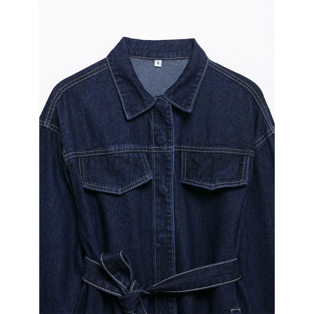 Velluxe Belted Denim Jacket & Wide Leg Jean Set