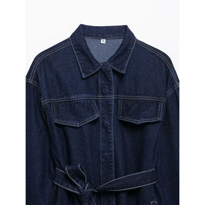 Velluxe Belted Denim Jacket & Wide Leg Jean Set