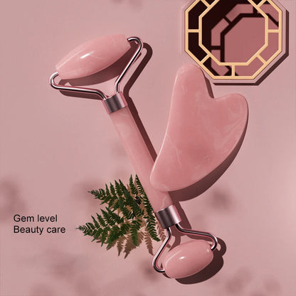 Velluxe Rose Quartz Face Roller & Gua Sha Set