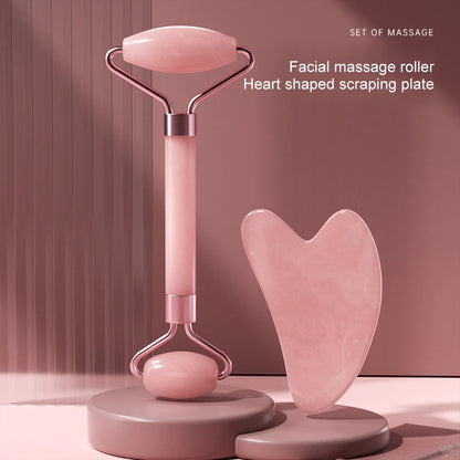 Velluxe Rose Quartz Face Roller & Gua Sha Set