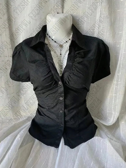 Velluxe Y2K Slim V-Neck Shirt