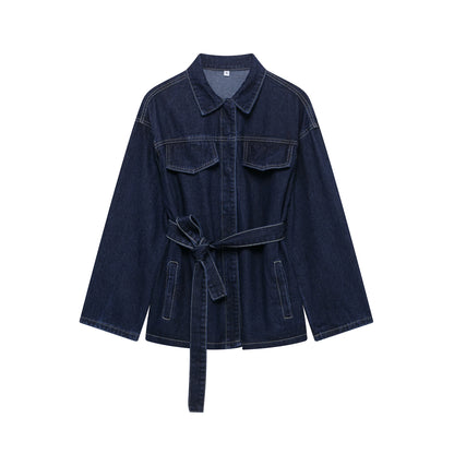Velluxe Belted Denim Jacket & Wide Leg Jean Set